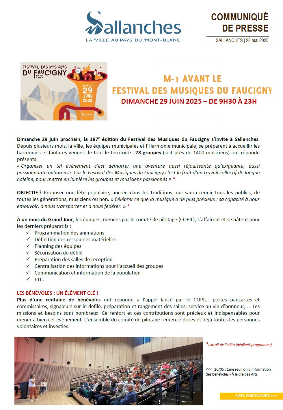 M-1 AV. LE FESTIVAL DES MUSIQUES DU FAUCIGNY
